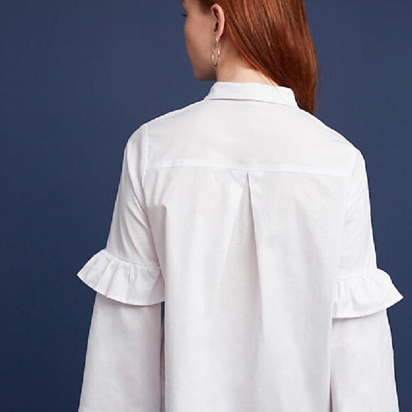 NWT Anthropologie Bell-Sleeve Poplin Buttondown Top by ISLA MAUDE - Picture 2 of 6